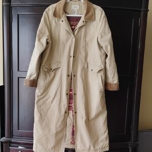 L.L. Bean Tan Trench Coat with Brown Details